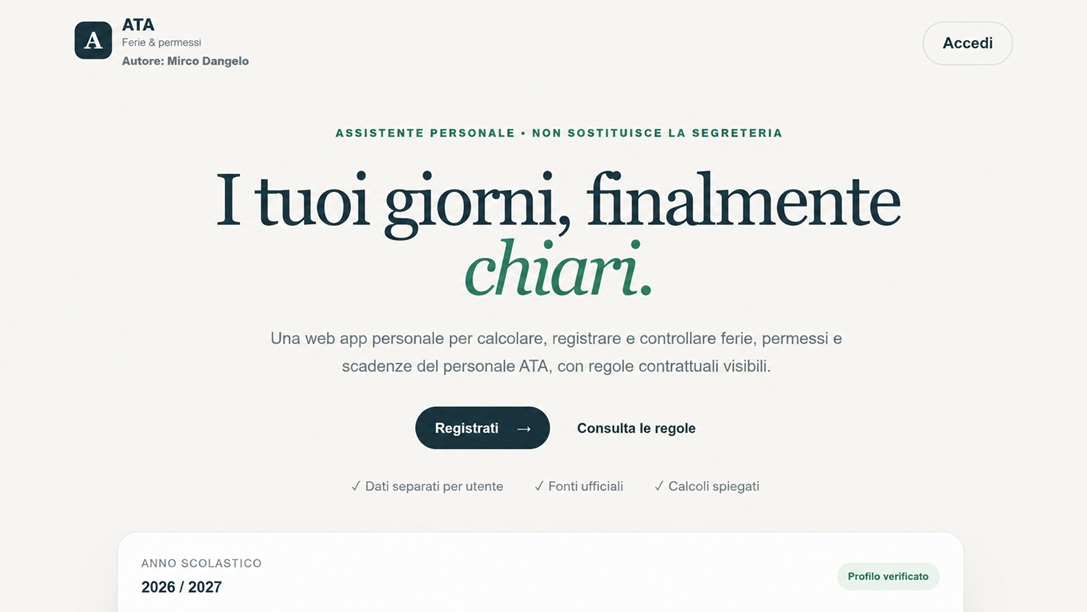 web app gestione ferie e permessi del personale ata